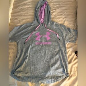 Under Armour Gray and Pink Short-Sleeve Hoodie